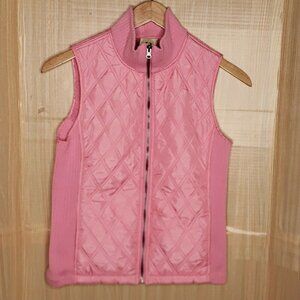 Fuda Womens Pink Quilted Vest With Faux Sherpa Lining  Medium
